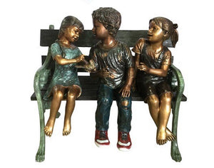 Bronze Trio of Children on Bench For School or Library