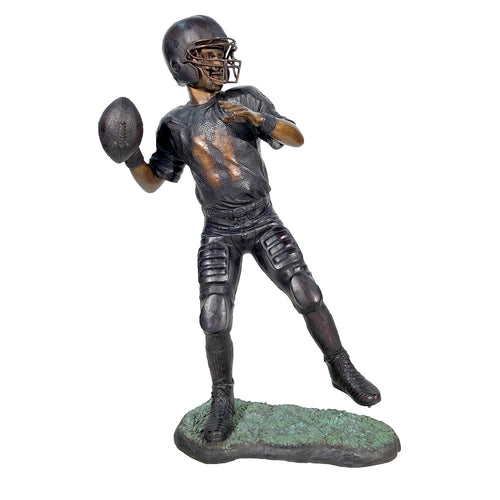 Bronze Quarterback Football Player Statue