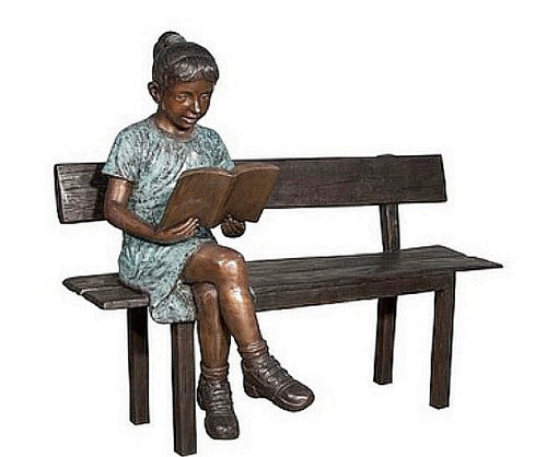 Girl Reading Book Bronze Statue