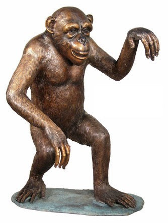 Large Walking Bronze Chimpanzee Statue For Outdoor Garden