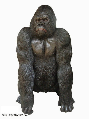 Resting Bronze Gorilla Sculpture on Knuckles