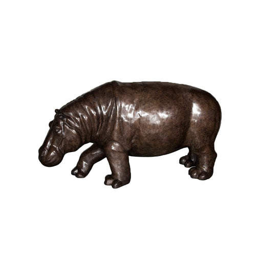 Bronze Life Size Hippo Statue with Mouth Closed