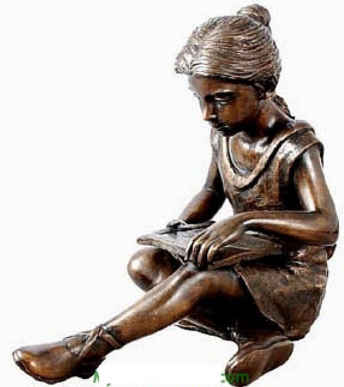 Bronze Girl Reading Book with Cross legs