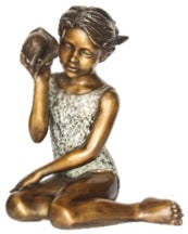Bronze Little Girl Fountain Statue with Conch Shell