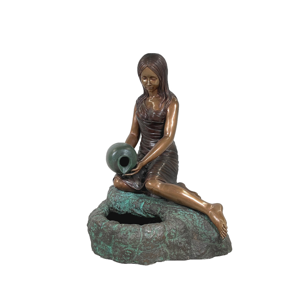 Bronze Girl with Urn Garden Fountain