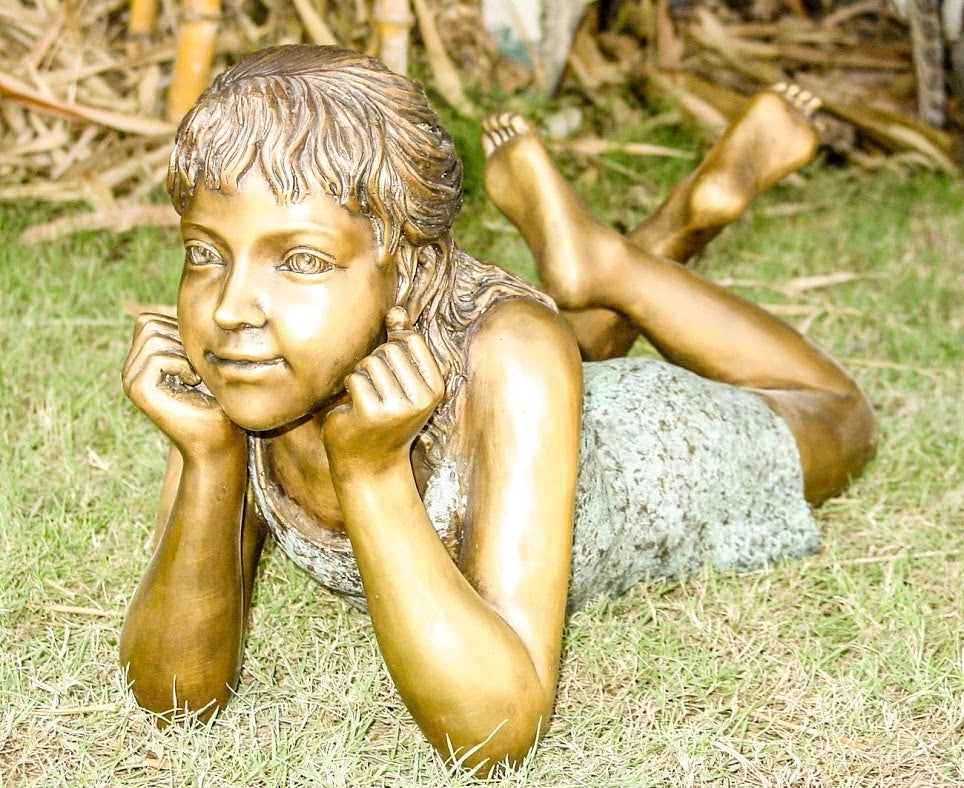 Bronze Girl Lying Down Statue