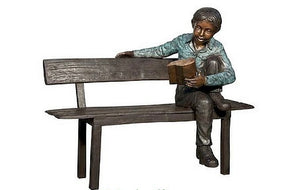 John and His Book Bronze Reading Boy Sculpture
