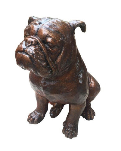 Bronze Bulldog Garden Statue - 23”H