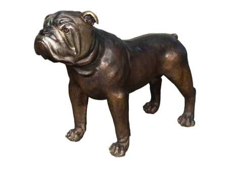 Large Bronze Bulldog Statue with Color