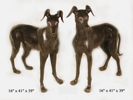 Pair of Life Size Bronze Greyhound Statues