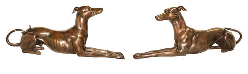 Stately Bronze Greyhound Statue Pair