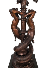Load image into Gallery viewer, Monumental Bronze Mermaid Lamp With 5-Light