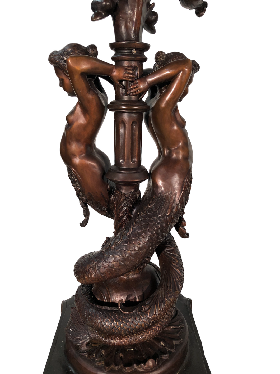 Monumental Bronze Mermaid Lamp With 5-Light