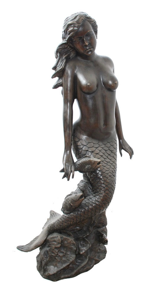 Bronze Mermaid Fountain Statue With Fishes