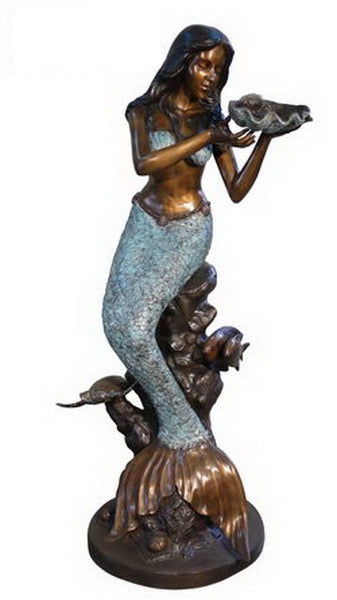 Mermaid with Shell Bronze Fountain Sculpture I