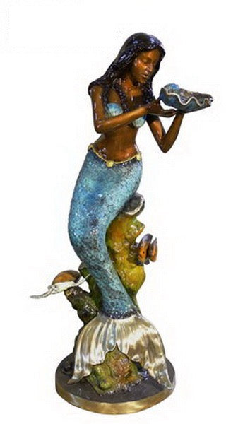 Mermaid with Shell Bronze Fountain Sculpture II