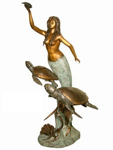 Bronze Mermaid Fountain Statue with Turtles I
