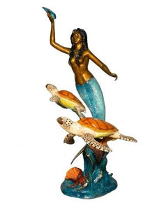 Bronze Mermaid Fountain Statue with Turtles III