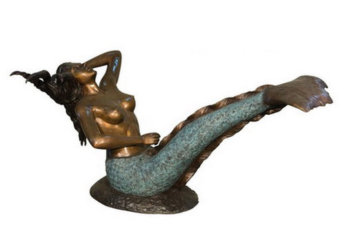 Graceful Bronze Mermaid Dining Table Base Sculpture
