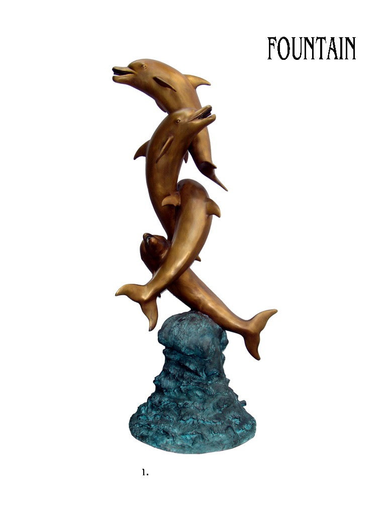 Life Size 4 Dolphin Water Fountain Sculpture