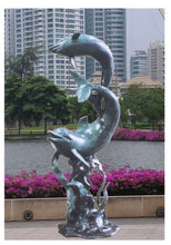 Load image into Gallery viewer, Bronze Bottlenose Dolphin Water Fountain Statue