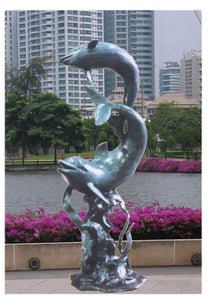 Bronze Bottlenose Dolphin Water Fountain Statue