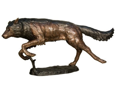 Life Size Bronze Running Wolf Sculpture II