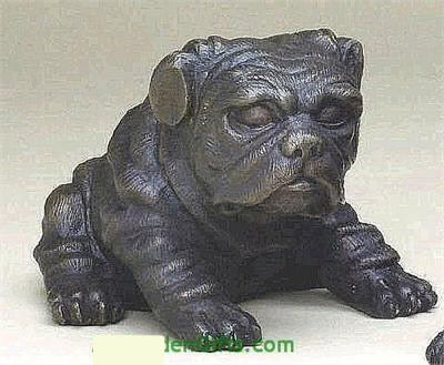 Bronze Sitting Pug Sculpture