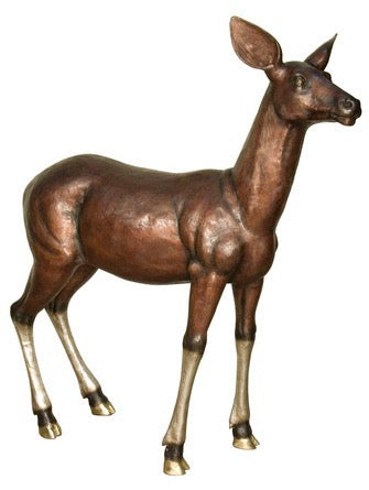 Life Size Bronze Female Deer Sculpture