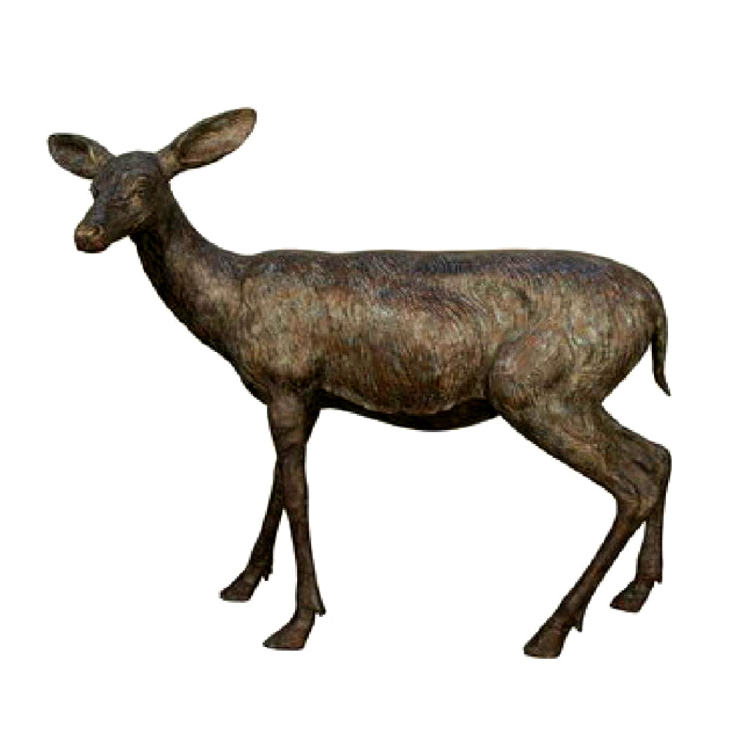 Life Size Bronze Female Deer Sculpture
