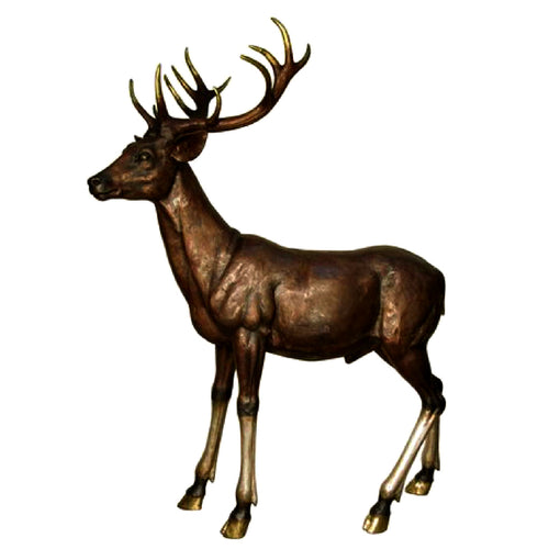 Life Size Bronze Male Deer Sculpture