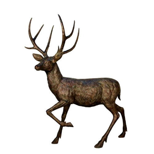 Life Size Bronze Walking Deer Sculpture