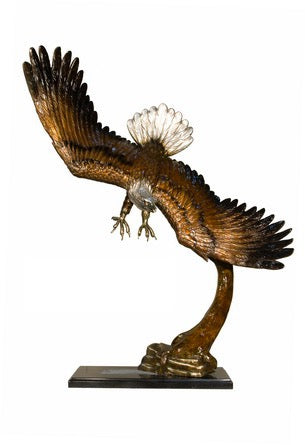 Large Bronze Eagle in Flight Sculpture