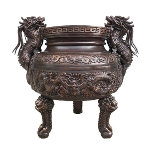 Large Oriental Dragon Bronze Urn
