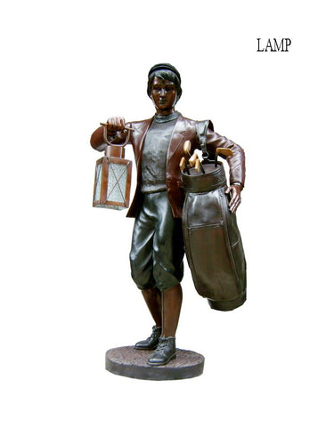 Bronze Life Size Golf Caddy with Lantern Statue