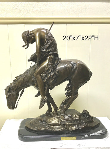 End of the Trail Bronze Sculpture - 22”H