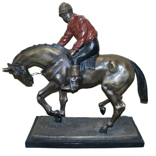 Large Bronze Jockey on Horse Statue