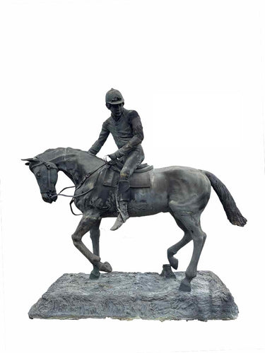 Bronze Life Size Jockey on Horse Statue