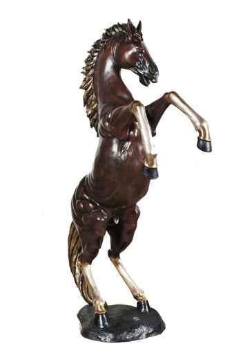 Bronze Life Size Rearing Horse Statue - Left