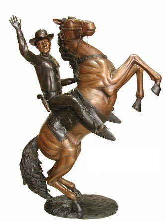 Large Bronze Cowboy on Horse Statue