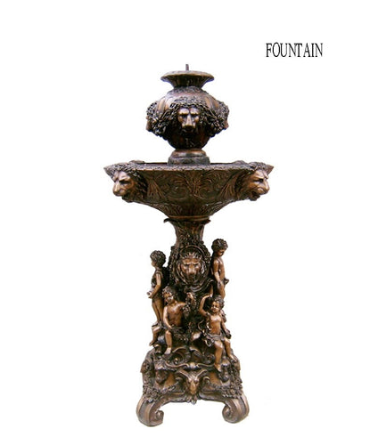 Grand Estate Lion Face Bronze Fountain