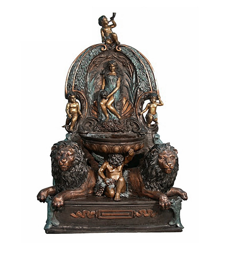 Bronze Grand Lion Floor Fountain