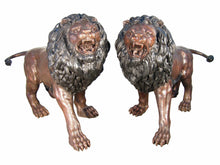 Load image into Gallery viewer, Life Size Bronze Roaring Lion Sculptures Pair