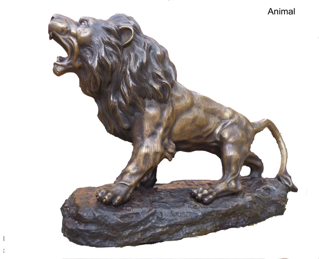 Large Bronze Roaring Lion Sculpture
