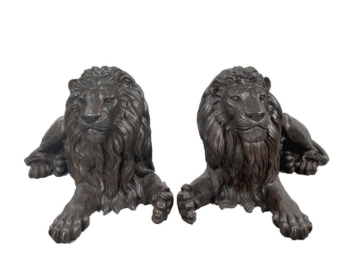 Majestic Lion Sculptures in Bronze