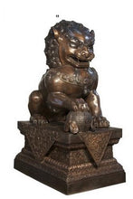 Load image into Gallery viewer, Large Bronze Chinese Foo Lion Sculptures Pair