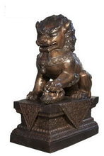 Load image into Gallery viewer, Large Bronze Chinese Foo Lion Sculptures Pair