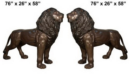 Life Size Bronze Estate Lions Pair