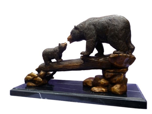 Bronze Mama Bear Sculpture with Cub