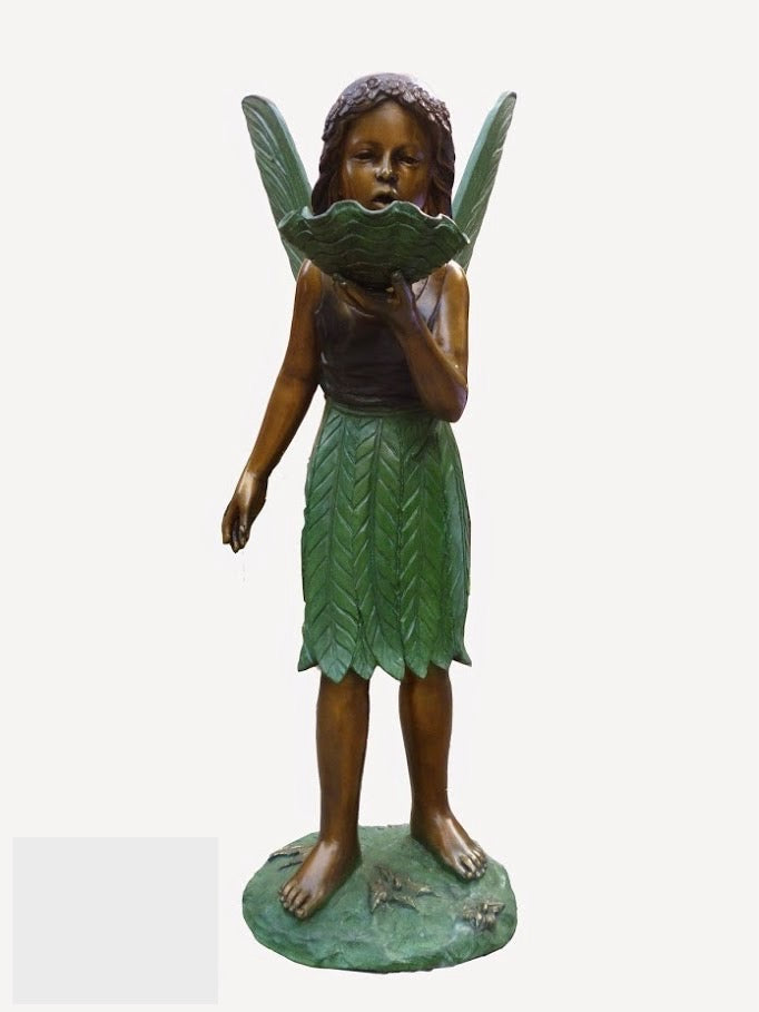 Bronze Fairy Fountain Statue with Shell